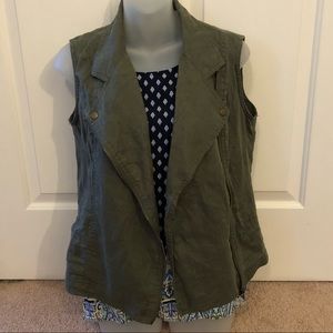 Olive Green Linen Vest